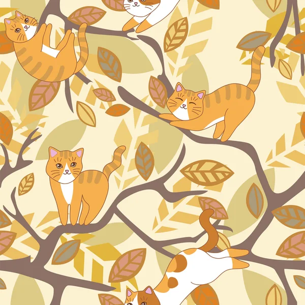 De naadloze patroon vector met schattige katten — Stockvector
