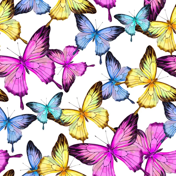 Vektor Aquarell Schmetterling Ulysses Schmetterling, nahtloses Muster — Stockvektor