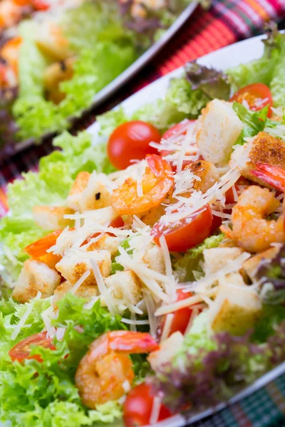 Ensalada César con camarones en una — Foto de Stock