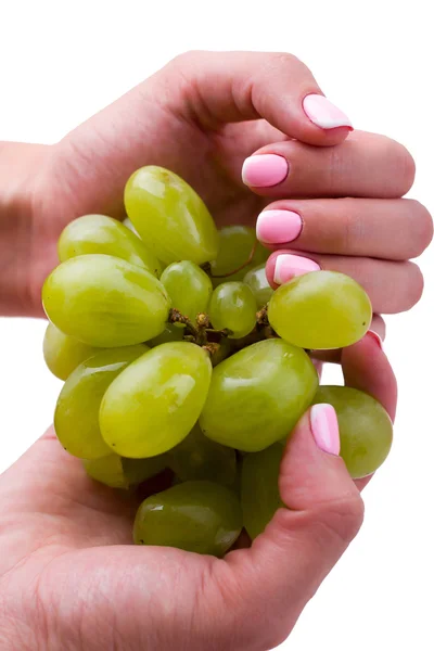 Raisins dans les mains de la fille — Photo