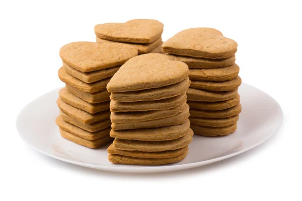 Galletas corazones en un plato —  Fotos de Stock