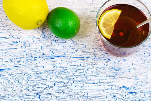 Chá com limão e açúcar — Fotografia de Stock