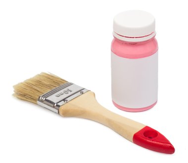 Pembe boya ve fırça