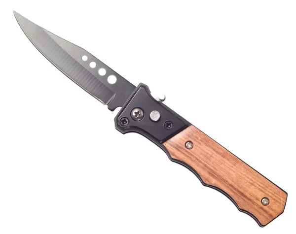 Kapesní nůž s dřevěnou rukojetí — Stock fotografie