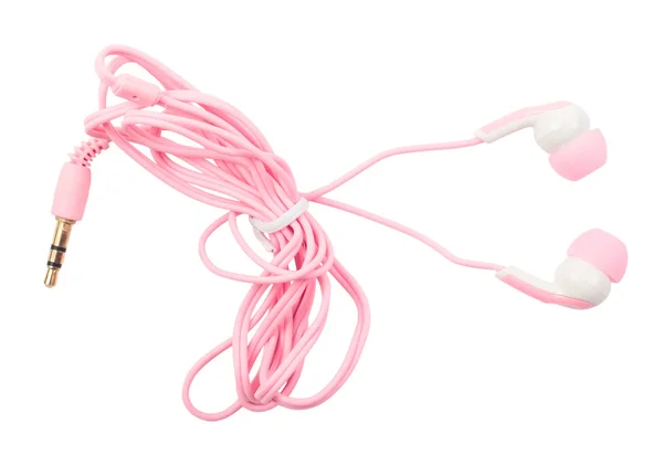 粉红色的手机耳机色彩， — 图库照片