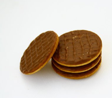 Chocolate cookies sablés,on a white background
