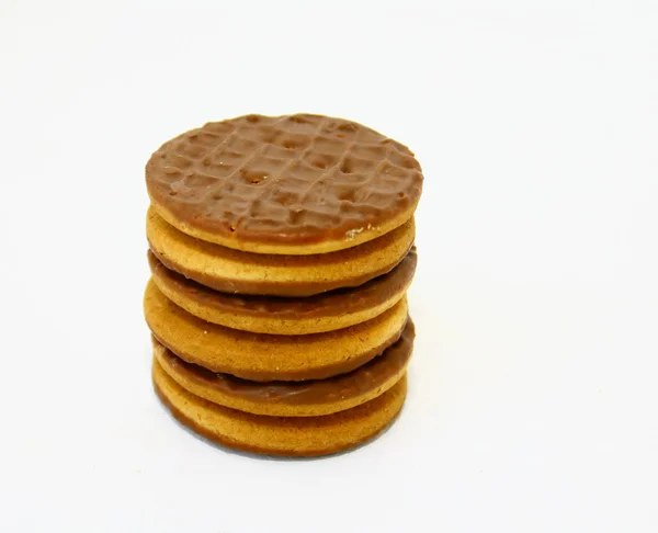 Sablée di biscotti al cioccolato, su sfondo bianco — Foto Stock