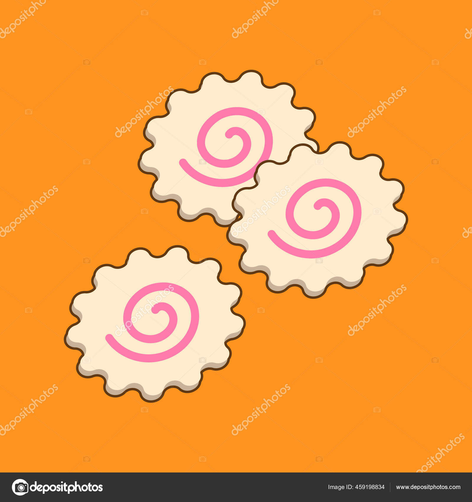 Narutomaki Gâteaux Poisson Japonais Surimi Illustration Vectorielle