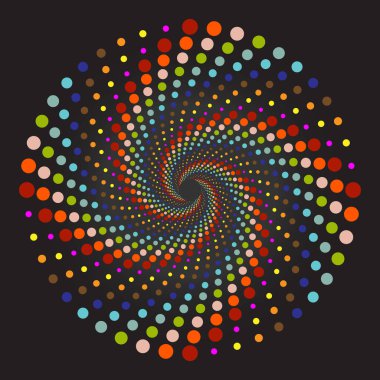 Koyu arkaplanda sarmal renkli nokta, Vektör illüstrasyonu