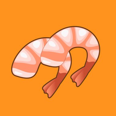 Haşlanmış karides, sarı arka planda pişmiş karides, Vektör illüstrasyonu