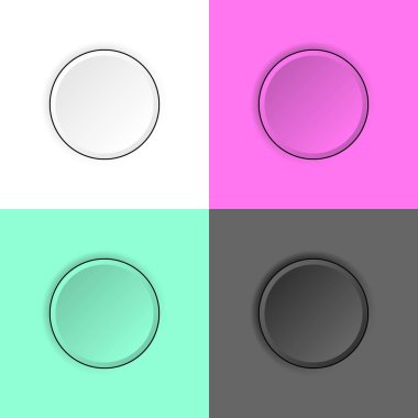 Pastel renkler Neumorfizm Biçimi 3B Düğme, Vektör illüstrasyonu.