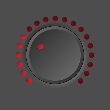 Koyu arkaplanda kırmızı nokta hacim tuşu biçimi, Vektör illüstrasyonu.