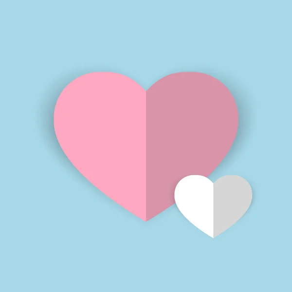 Pastel mavi arka planda beyaz origami kağıt kalbin vektör illüstrasyonu