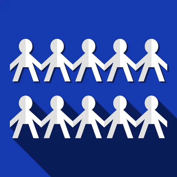 Vektör resimleri, mavi arkaplanda el ele tutuşan insanlar 