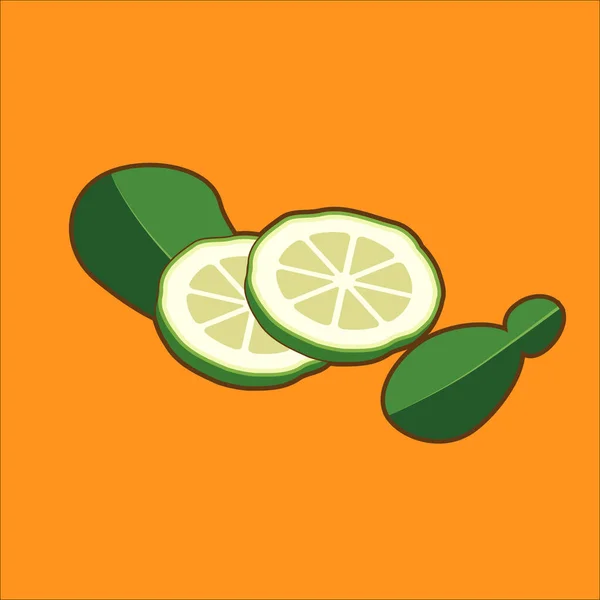 Sarı arkaplanda Bergamot 'u kaydır, Vektör illüstrasyonu.