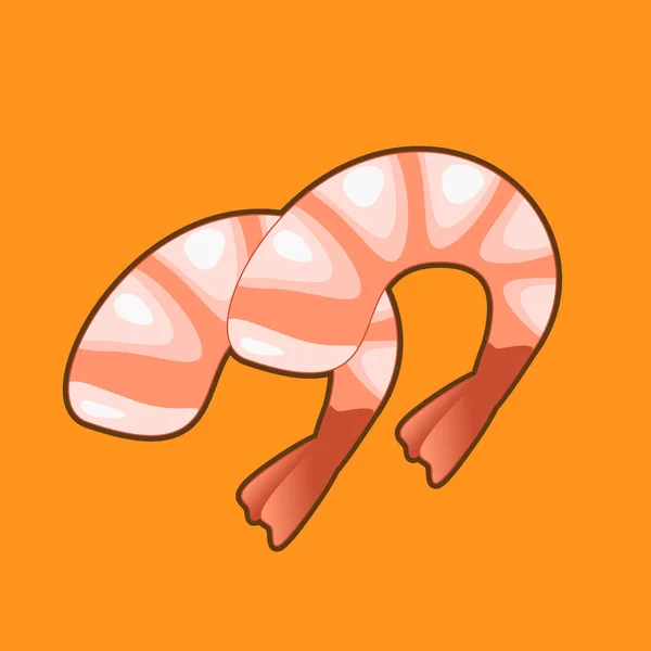 Haşlanmış karides, sarı arka planda pişmiş karides, Vektör illüstrasyonu