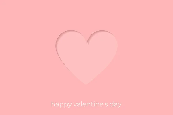 Sevgililer Günü kartpostalı. Pembe arka planda uçan kağıt elementleri. Kalp tasarımı şeklindeki aşkın vektör sembolleri, Vektör illüstrasyonu.