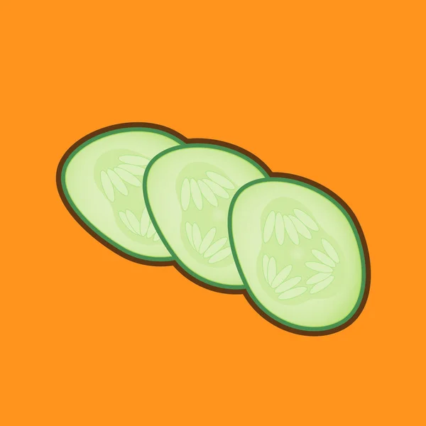 Sarı zemin üzerinde yeşil salatalık, Vektör çizer