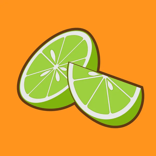 Sarı arka planda taze kireç meyveleri, vektör çizimi.