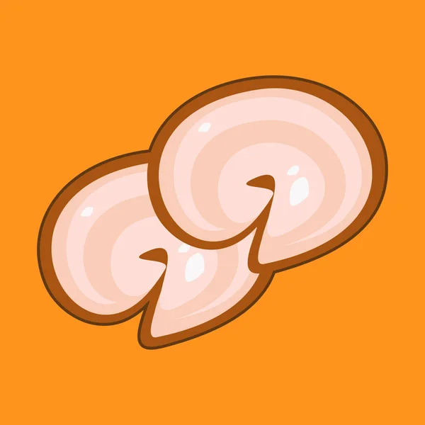 Sarı arka planda kızarmış domuz eti, Vektör illüstrasyonu.