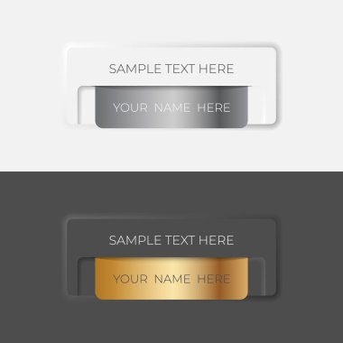 Örnek metin içeren soyut isim listesi. İsim etiketi, isim kartı, isim listesi ve iletişim bilgileri. İsim etiketleri, Vektör illüstrasyonu.