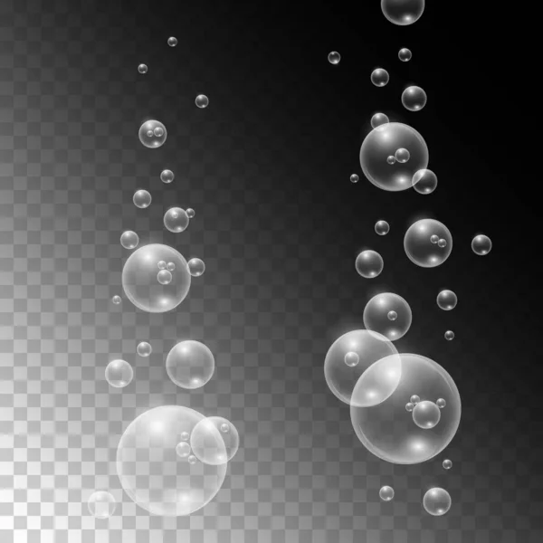 Realistic Air bubbles underwater on a transparent background,  Vector illustration.
