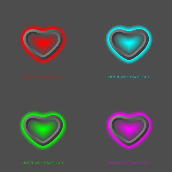 Heart and Love design for Valentines, heart with backlight on a dark gray background, Vector illustration.