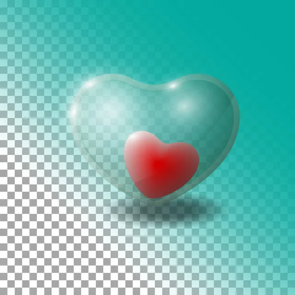 Glass heart on translucent background, Vector iluustration.