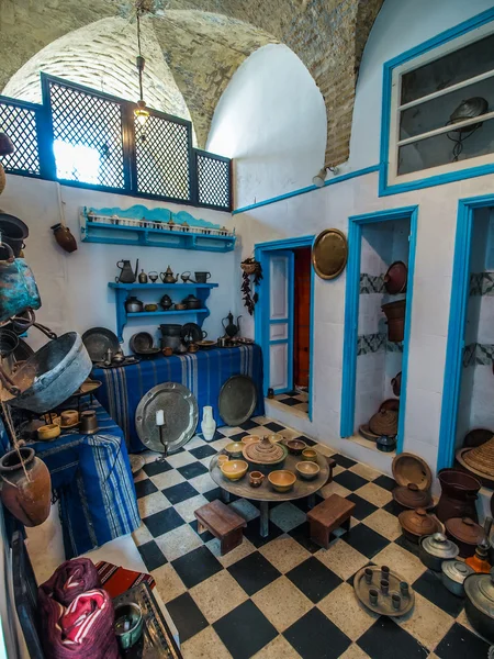 Preserved typical Tunisian kitchen in Kairouan. Stock Photo