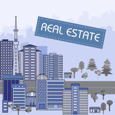 Farklı binalar ile modern peyzaj