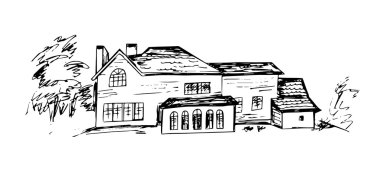 İzole el çekilmiş ev