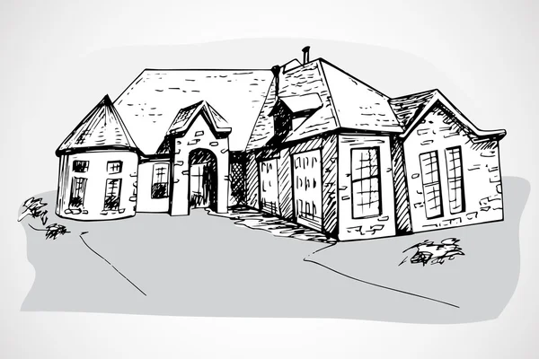 İzole el çekilmiş ev