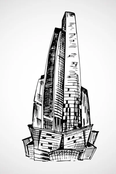 Edificios de oficinas altos dibujados a mano — Vector de stock