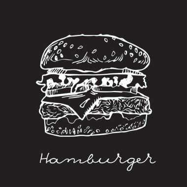 İzole el çekilmiş hamburger