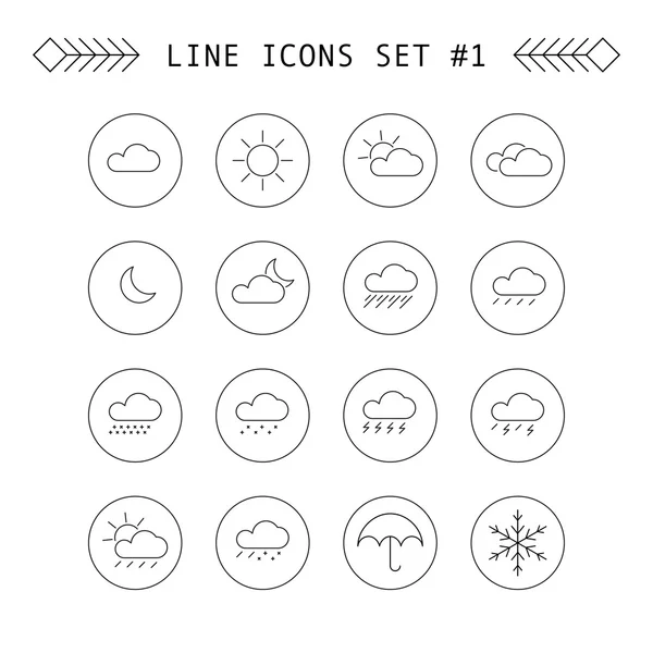 Set of weather line icons — Stock Vector