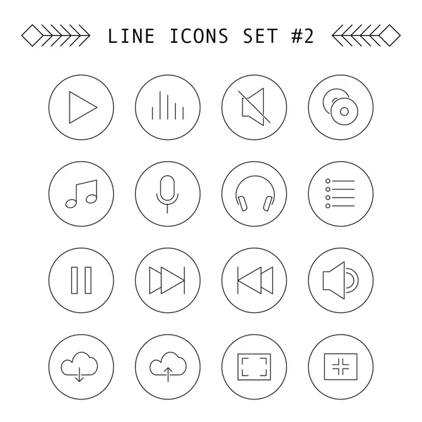 Conjunto de iconos de línea de música — Vector de stock