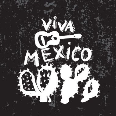 Meksika sembolleri kaktüs ve gitar