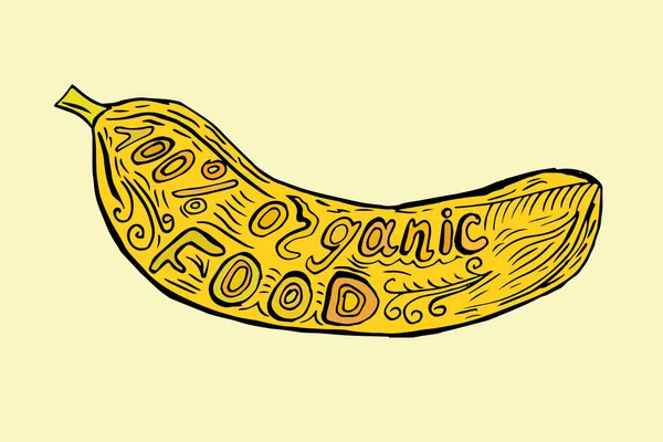 Elszigetelt kézzel rajzolt banán - jelképe az élelmiszer-egészségügy — Stock Vector