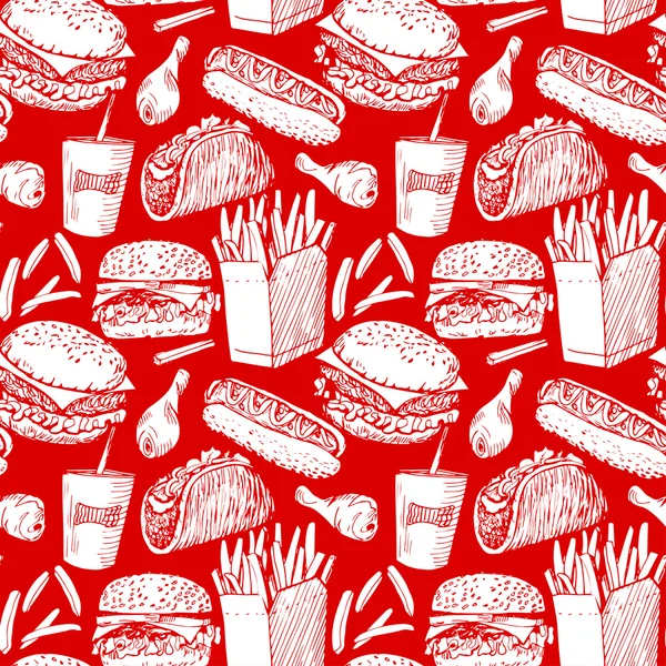 Naadloze achtergrond met fast food — Stockvector