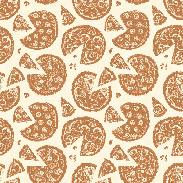 Seamless pattern with different pizza slices — Stock Vector