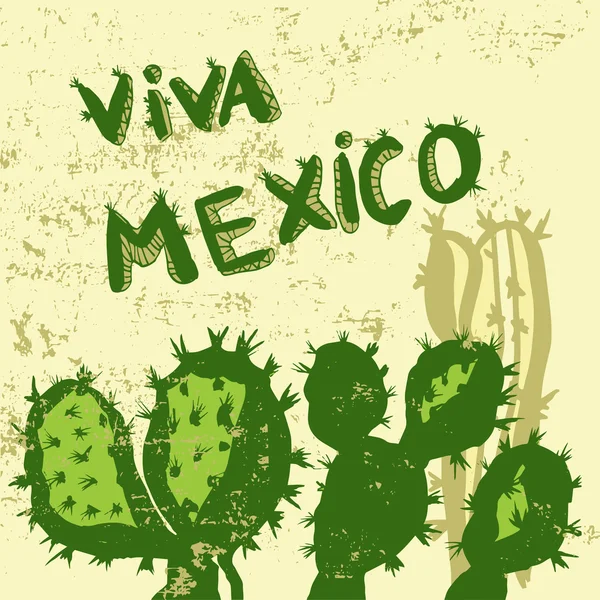 Simboli messicani cactus su sfondo grunge — Vettoriale Stock