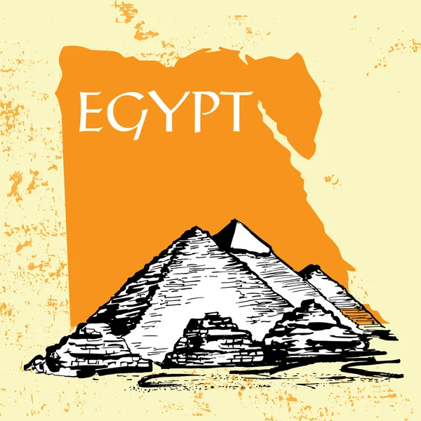 Egyptiska pyramider, stora pyramiden i Giza, Pyramid av Chefrens — Stock vektor