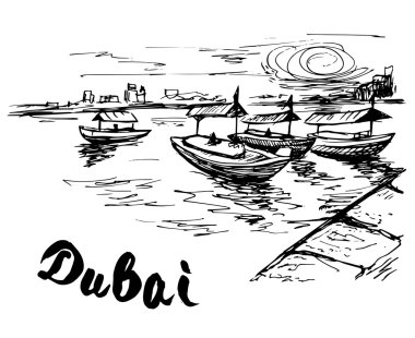 Birleşik Arap Emirlikleri - Dubai creek tekneler creek wharf adlı