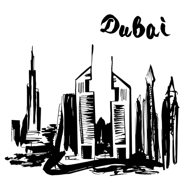 Hand getrokken Dubai wolkenkrabber — Stockvector