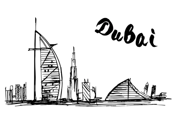 Hôtel Burj Al Arab Jumeirah et Jumeirah Beach - Dubaï — Image vectorielle