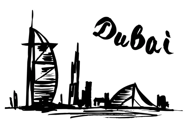 Hôtel Burj Al Arab Jumeirah et Jumeirah Beach - Dubaï — Image vectorielle