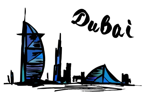 Hôtel Burj Al Arab Jumeirah et Jumeirah Beach - Dubaï — Image vectorielle