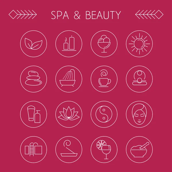 Spa and leisure linear icons — Stock Vector