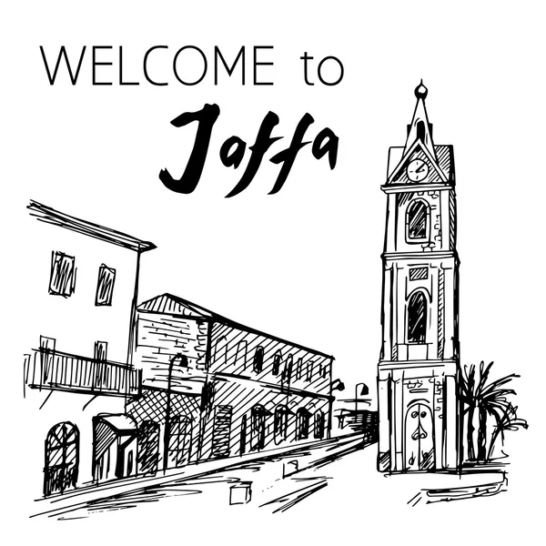 Jaffa torre relógio velho - Israel — Vetor de Stock