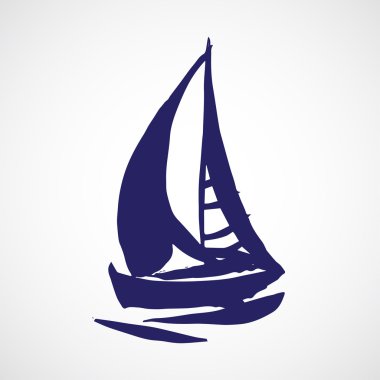Elle çizilmiş yelkenli. Beyaz arka plan üzerinde izole